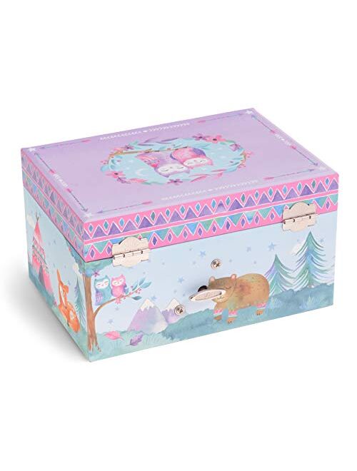 Jewelkeeper Girl's Musical Jewelry Storage Box with Spinning Owls, Woodland Design, Twinkle Twinkle Little Star Tune