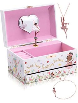 The Memory Building Company Musical Black Ballerina Jewelry Box for Girls & Little Girls Jewelry Set