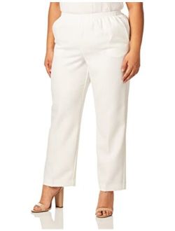 Women's Pull-On Style All Around Elastic Waist Polyester Cropped Missy Pants