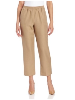Women's Pull-On Style All Around Elastic Waist Polyester Cropped Missy Pants