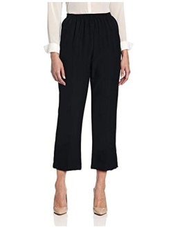 Women's Pull-On Style All Around Elastic Waist Polyester Cropped Missy Pants