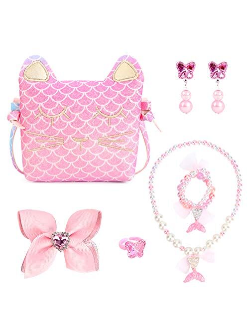 mibasies Purse for Little Girls Dress Up Jewelry Set Pretend Play Kids Accessories Gifts Presents