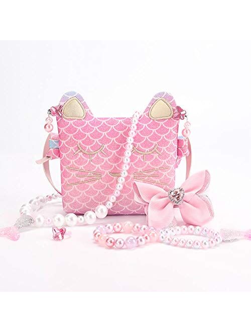 mibasies Purse for Little Girls Dress Up Jewelry Set Pretend Play Kids Accessories Gifts Presents