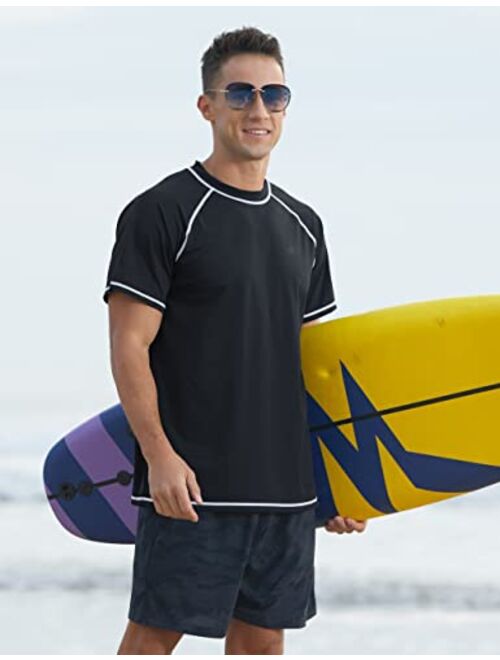 Ezrun Men's Swim Shirts Rash Guard UPF 50+ UV Sun Protection T-Shirt Quick Dry Fishing Beach T Shirts Short Sleeve