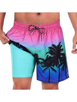 Cozople Men's Swim Trunks 5.5'' Compression Swim Shorts Quick Dry Swimwear Bathing Suits with Boxer Brief Liner