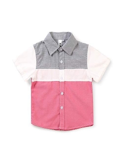 OCHENTA Men & Boys' Short Sleeve Button Down Oxford Shirt, Big Kids Casual Dress Tops 2T - XXL