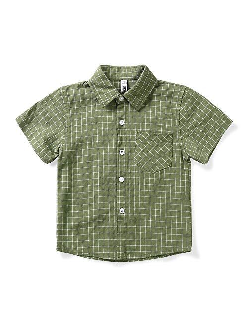 Buy OCHENTA Men & Boys' Short Sleeve Button Down Oxford Shirt, Big Kids ...