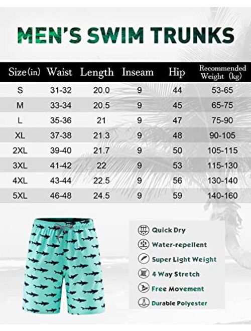 APTRO Men's Swim Trunks 9' Quick Dry Stretch Bathing Suit Beach Swim Board Shorts Swimsuits