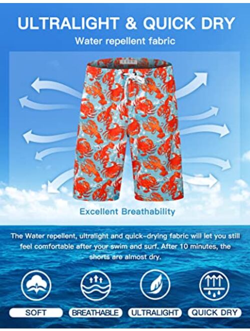 Bojin Mens Swim Trunks with Pockets Swim Shorts Quick Dry 4-Way Stretch Material Mesh Lining Water Repellent Beach Swimwear