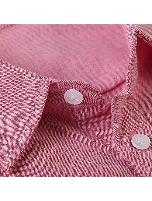 OCHENTA Little Big Boys' & Men's Long Sleeve Button Down Oxford Casual Dress Shirt