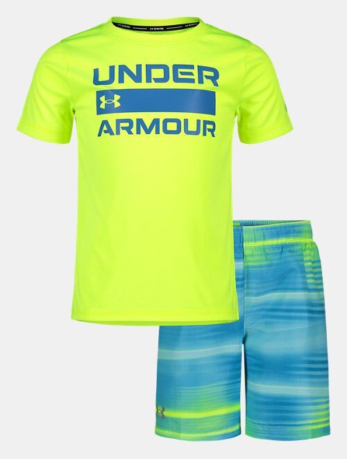 Under Armour Boys' Pre-School UA Beam Stripe Surf Shirt & Volley Shorts Set