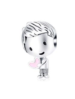 VINWOS Girl Boy Silver Charm Beads Pendant Fit Pandora Bracelets Jewelry For Woman Enamel Processed 925 Sterling Silver Charms