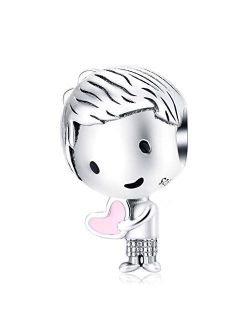 ABAOLA Boy OR Girl Dangle 925 Sterling Silver Child Charm Beads for Fashion Charms Bracelet & Necklace