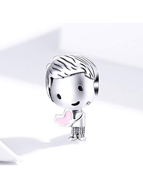 ABAOLA Boy OR Girl Dangle 925 Sterling Silver Child Charm Beads for Fashion Charms Bracelet & Necklace