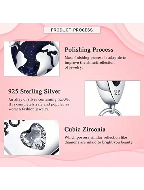 LongLuck Beads Charms fits Pandora Charm Bracelets for Woman925 Sterling Silver Dangle Pendant Bead,DIY Jewelry for Women Girls Boys