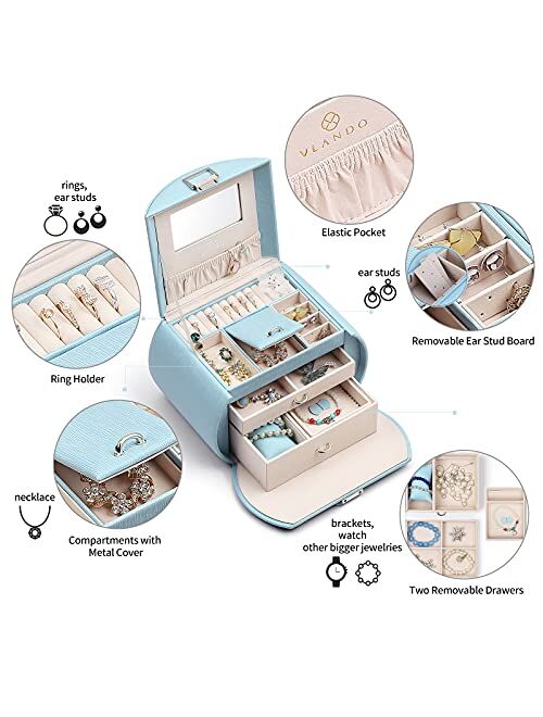 Vlando Princess Style Jewelry Box for Fabulous Girls Gift
