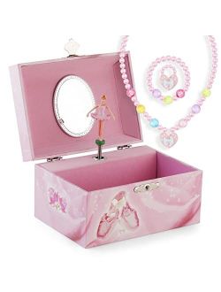 RR ROUND RICH DESIGN Musical Jewelry Box - Musical Storage Box with Drawer and Jewelry Set