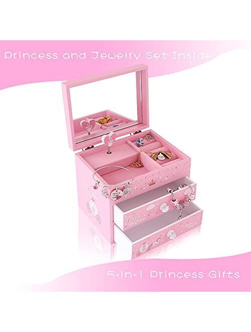 Agitation Unicorn Princess Wooden Musical Jewelry Box - Unicorn Gifts for Girls
