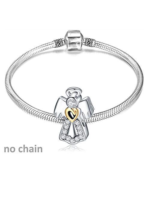 LeeFeel Bow heart Charms Exquisite Love Heart Beads Charms w Clear CZ for Women Bracelets Charm DIY