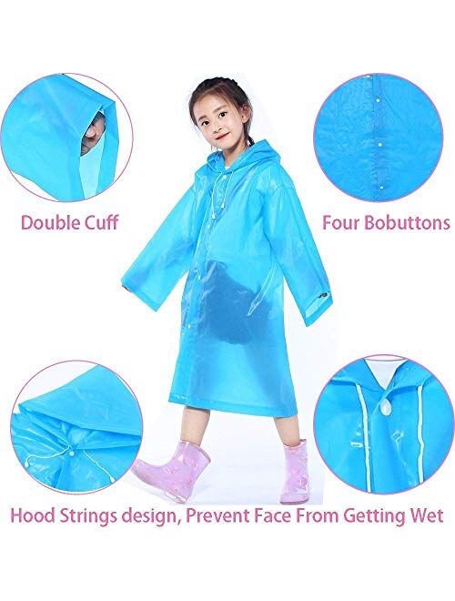 Luckyiren Thicker Reusable Raincoat Rain Poncho Jacket Slicker for Children Boy Girl Kids