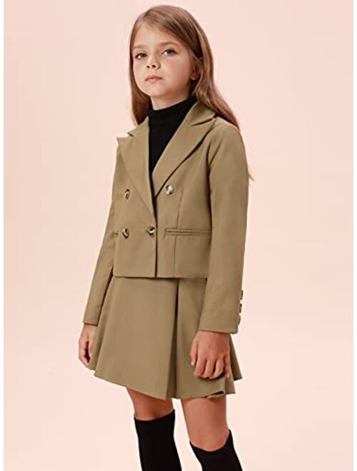 Danna Belle Girls Fall School Uniforms Blazers Long Sleeve Lapel Jacket Suit Size 5-12Years