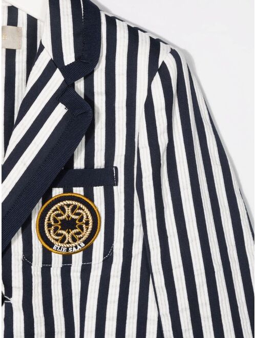 ELIE SAAB JUNIOR logo-patch striped blazer