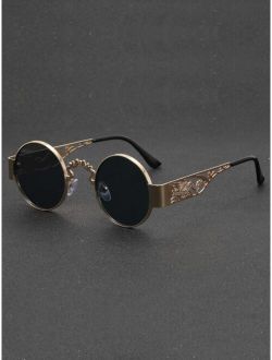 Men Hollow Out Round Frame Fashion Glasses
