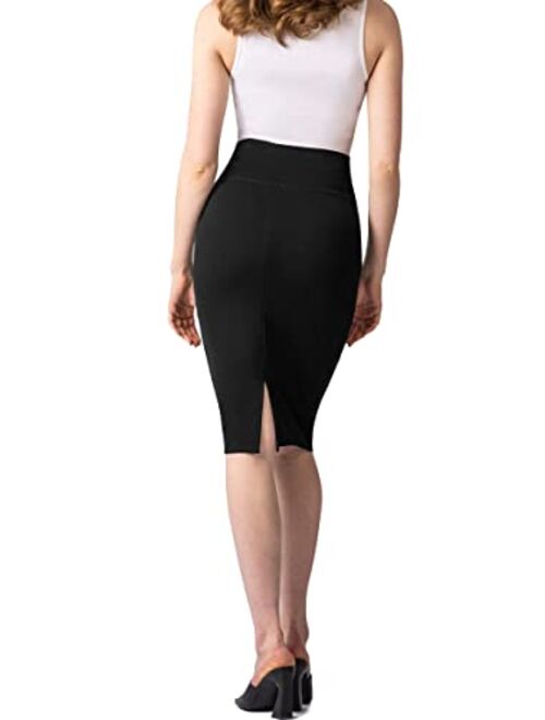 Hybrid & Company H&C Women Premium Nylon Ponte Stretch Office Pencil Skirt Made Below Knee Made in The USA