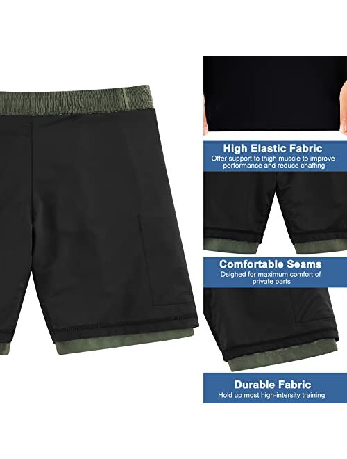Cozople Mens Swim Trunks with Compression Liner 5.5" Inseam Quick Dry Bathing Suit Lightweight Swimming Shorts