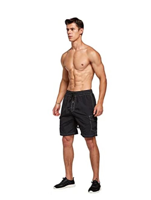 STICKON Mens Swim Trunks Quick Dry Summer Beach Shorts Board Shorts with Pockets