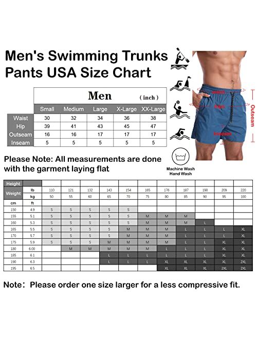OEBLD Men’s Swim Trunks 5" Shorts Quick Dry Board Shorts Beach Pants with Mesh Lining Swimwear Bathing Suits