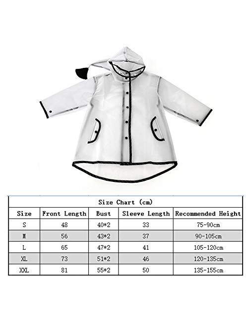 Beacon Pet ClearRaincoat forKids Girls Boys Poncho Rain Coats Quicksand Hood Lightweight
