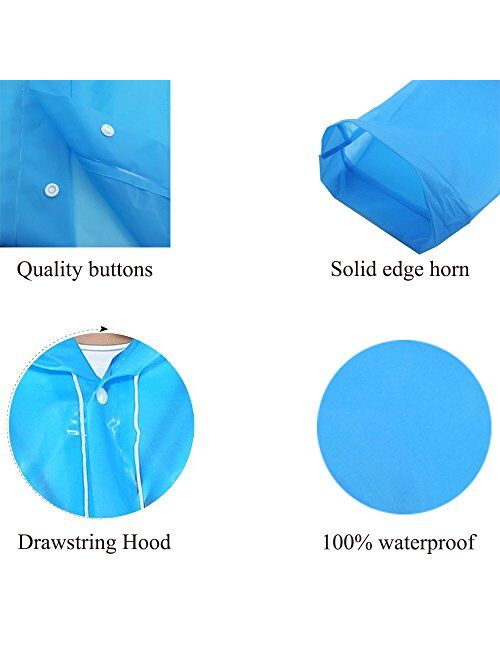 Nyicey Kids Rain Ponchos, 3 Packs Portable Reusable Emergency Raincoats for 6-12 Years Old for Camping Hiking Traveling Backpacking