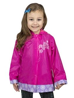 Frozen Little Girls' Anna and Elsa Waterproof Outwear Hooded Rain Coat - Toddler