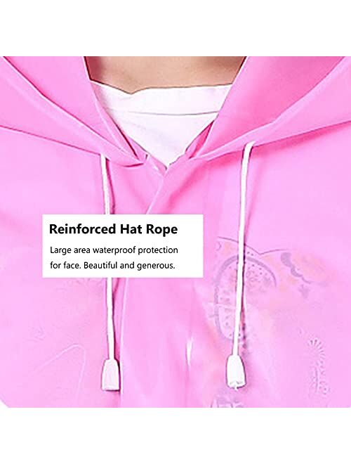 Orgrimmar 2 Pcs Kids Rain Ponchos Reusable Raincoats Portable Rain Wear with Hat Hood Unisex for 6-12 Years Old Children
