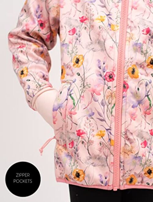 Therm Girls Rain Jacket, Ultra-Soft Kids Raincoat - Waterproof Fleece Lined Coat