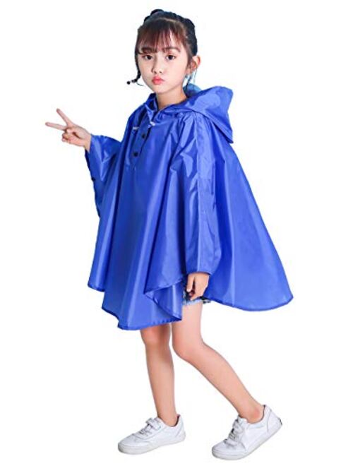 Spmor Kids Rain Poncho Hooded Jacket Rain Coat