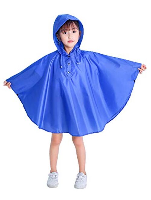 Spmor Kids Rain Poncho Hooded Jacket Rain Coat