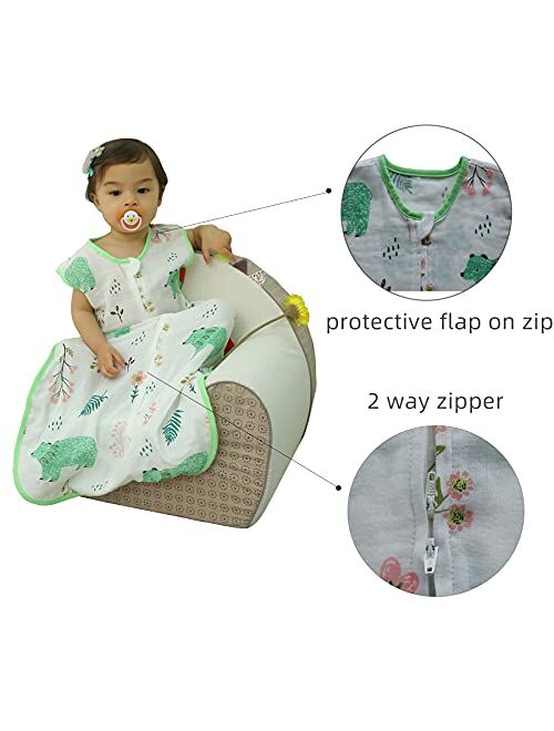 Bloomstar Baby Sleeping Sack Muslin Cotton Soft Wearable Blanket Summer Sleeping Bag Baby Sleeveless Sleep Sacks Newborn 0.5 Tog 2 Way Zipper 6-18M Toddler Large 3-5 T