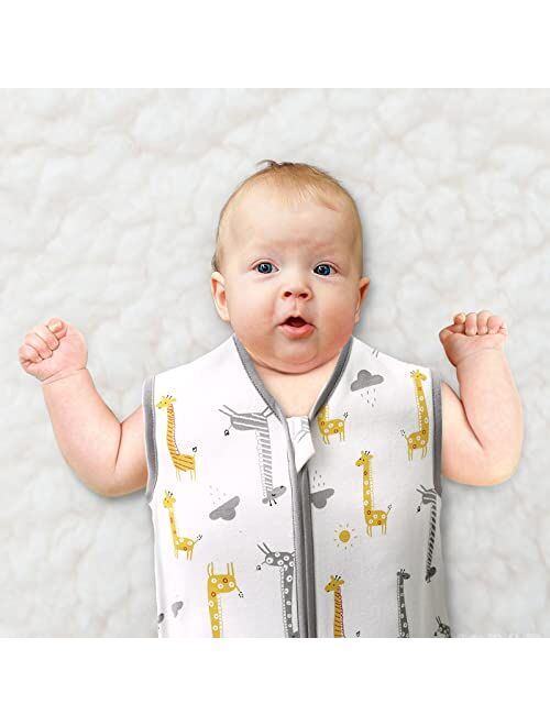 POSENPRO 2 Pack Baby Sleep Sack, Unisex Sleeveless Cotton Baby Wearable Blanket with 2 Way Zipper, All Season Soft Baby Sleep Bag Suit for Baby Toddler