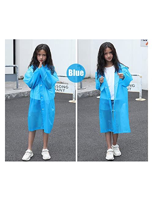 RUISHYY Kids Rain Poncho 2 Pack, Reusable Raincoat Rain Jackets for 6-14 Girls Boys