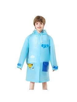 AIMISYOU Kids Rain Poncho for Baby Girls Rain Big Hooded Student Rainwear Durable Transparent
