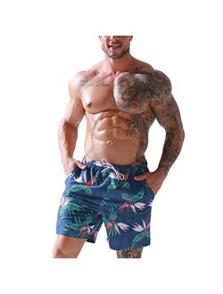 Atractivoll Mens Swim Trunks Quick Dry Beach Printed Shorts with Mesh Lining Pocket Adjustable Beach Shorts