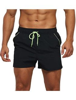 RUFEYY Men's Swim Trunks with Pockets Beach Shorts Quick Dry Shorts Board Shorts Sports Swimwear with Mesh Lining