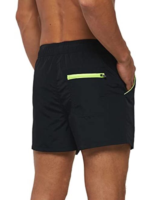 RUFEYY Men's Swim Trunks with Pockets Beach Shorts Quick Dry Shorts Board Shorts Sports Swimwear with Mesh Lining