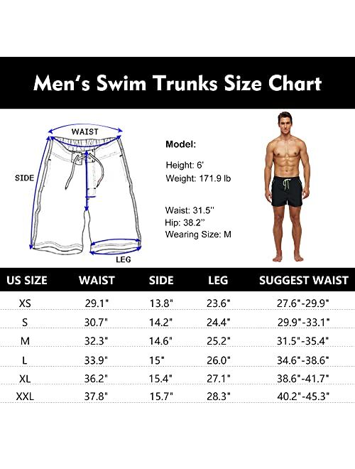 RUFEYY Men's Swim Trunks with Pockets Beach Shorts Quick Dry Shorts Board Shorts Sports Swimwear with Mesh Lining