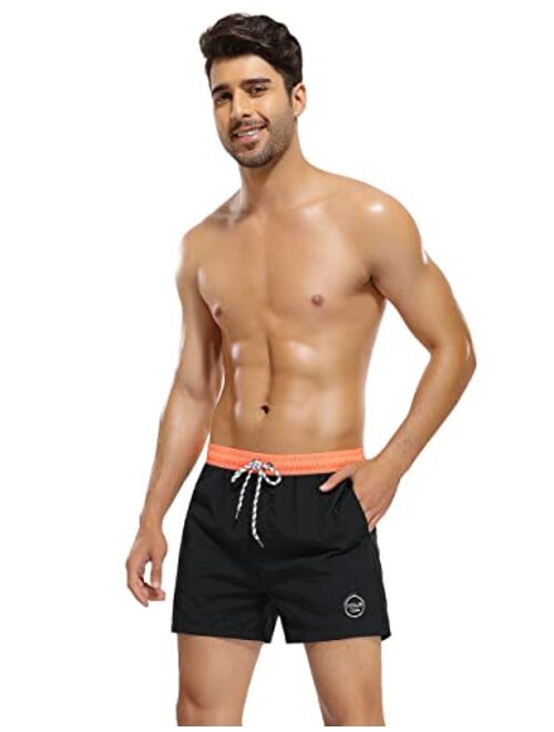 Nonwe Men's Swim Trunks with Mesh Lining and Pockets Quick Dry Bathing Suits