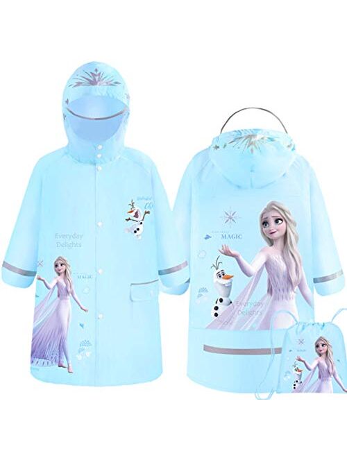 Everyday Delights Disney Frozen Elsa Hooded Raincoat Rain Jacket Poncho Outwear for Girls Kids Children