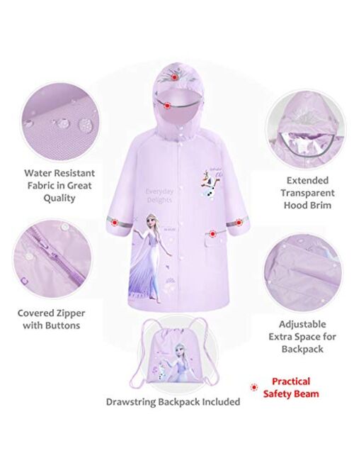 Everyday Delights Disney Frozen Elsa Hooded Raincoat Rain Jacket Poncho Outwear for Girls Kids Children