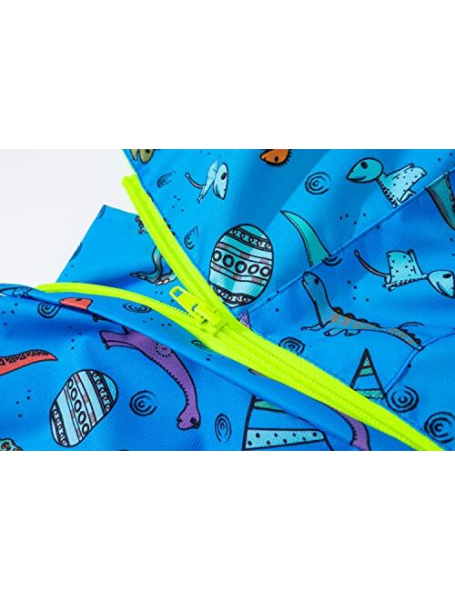 TOP&SKY KIDS Boys Dinosaur Rain Jacket Lightweight Waterproof Raincoats Windbreakers for Kids